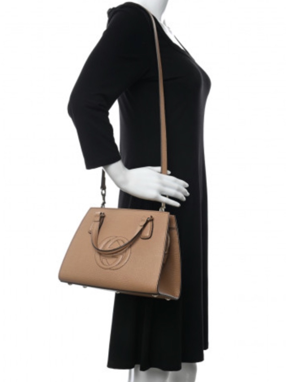 New Gucci Beige/Tan Leather Top-Handle Shoulder Bag